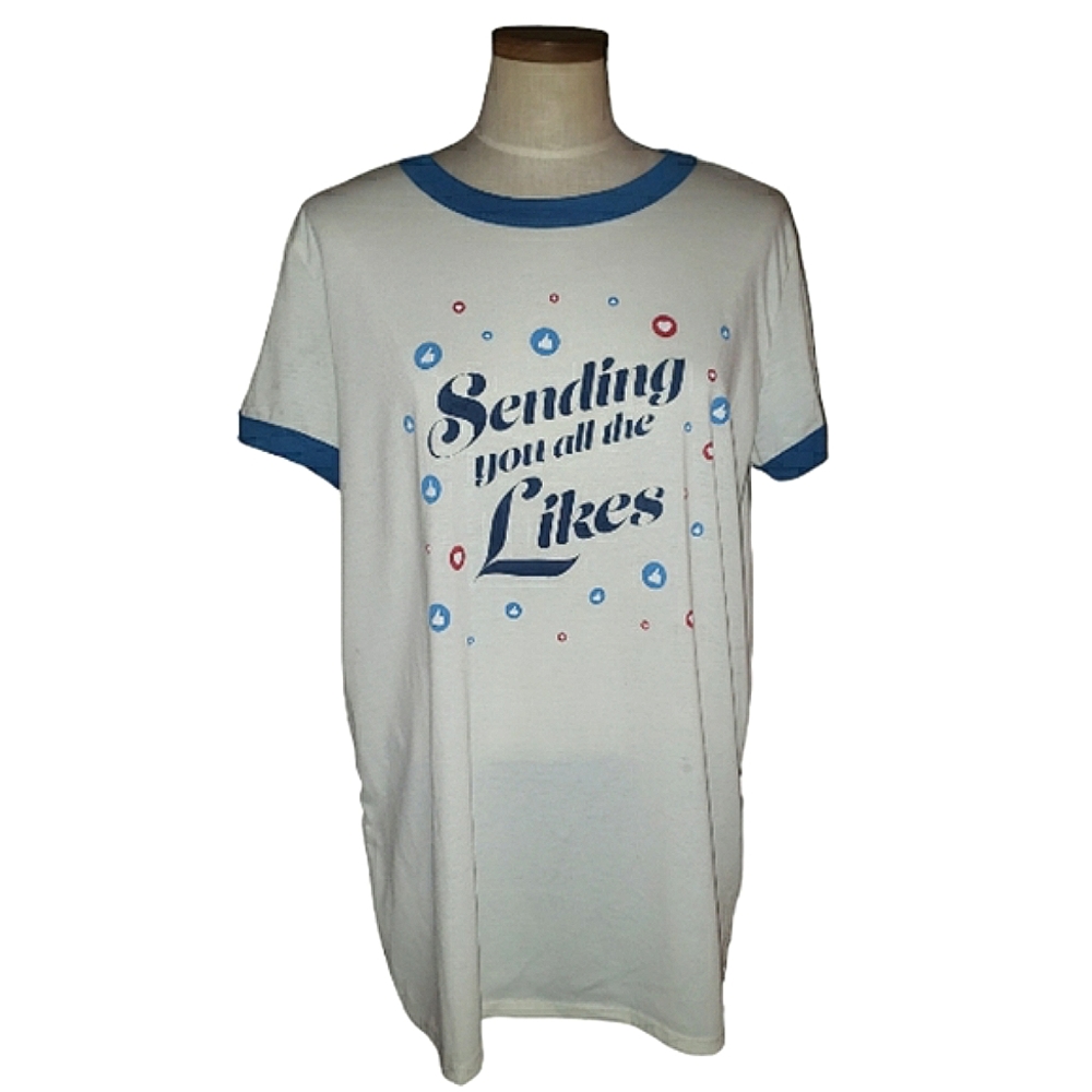 LuLaRoe Liv T Basic Tee Sending You All The Likes Social Media Graphic TShirt XL